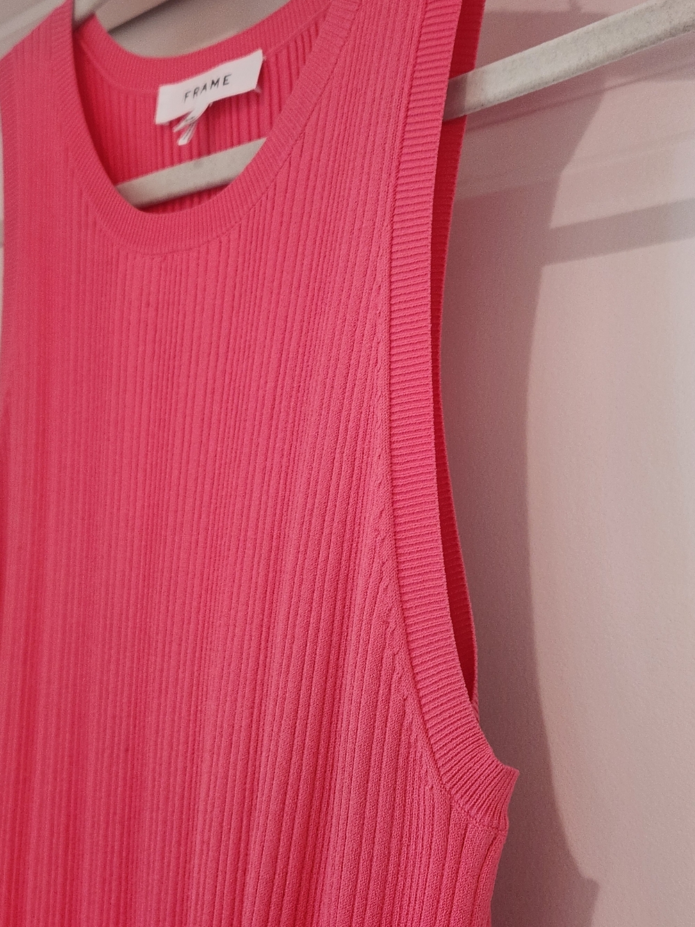 FRAME Pink Ribbed Sleeveless Maxi Dress With Side Slit - Picture 3 of 11